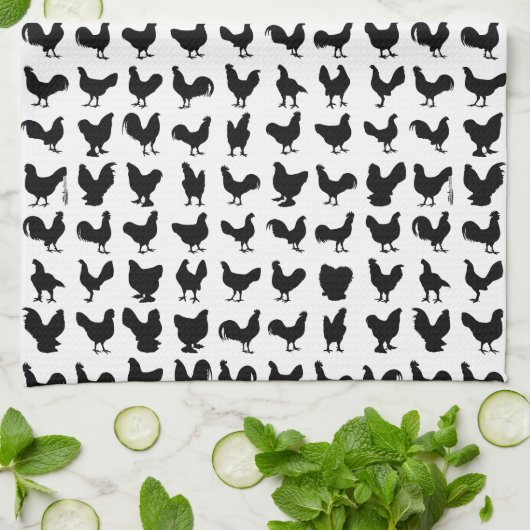 Hühner-Silhouetten Handtuch (Gefaltet)
