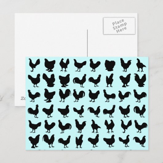 Hühner-Silhouetten Postkarte (Vorne/Hinten)