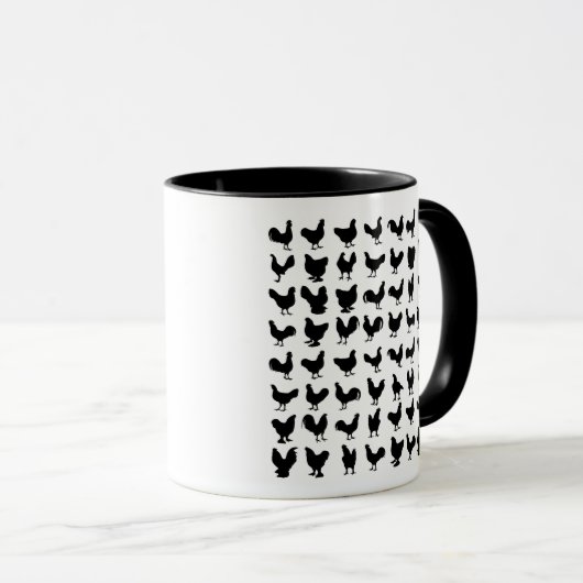 Hühner-Silhouetten Tasse (VorderseiteRechts)