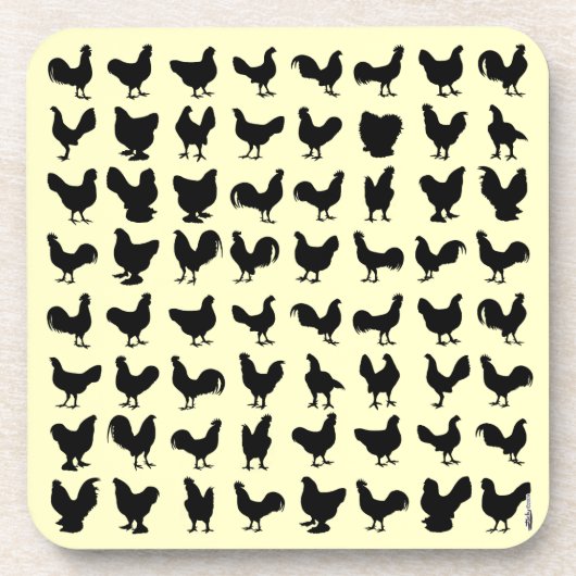 Hühner-Silhouetten Untersetzer (Vorderseite)