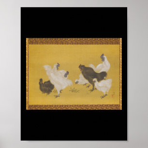 Hühner Silkie Seiden Design Kunst  Poster