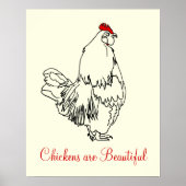 Hühner sind schöne Funny Rooster Art Zeichnend Poster (Vorne)
