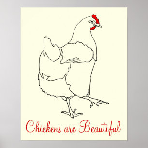 Hühner sind schöne Zeichnend Süße Tier Kunst Poster