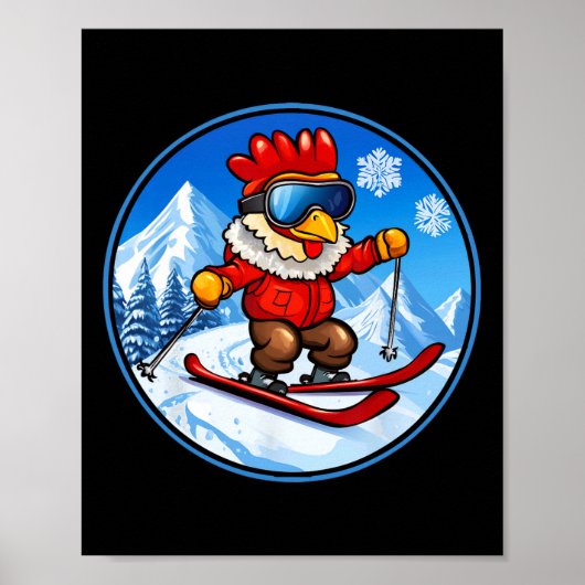 Hühner-Ski Poster (Vorne)