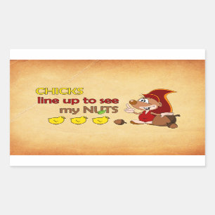 Hühner stehen auf und sehen meine Nüsse Rechteckiger Aufkleber