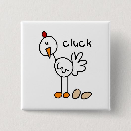 Hühner Stick Figure T-Shirts und Geschenke Button (Vorderseite)
