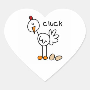 Hühner Stick Figure T-Shirts und Geschenke Herz-Aufkleber