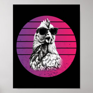 Hühner Sungles Coole Skizze Federn Humor Tier Poster