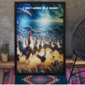 Hühner tanzen durch Felder Poster