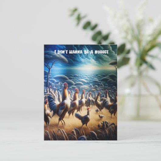 Hühner tanzen durch Felder Postkarte (Stehend Vorderseite)