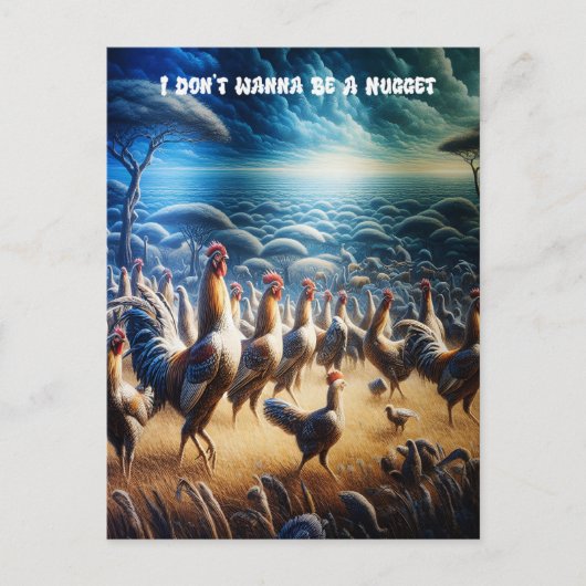 Hühner tanzen durch Felder Postkarte (Vorderseite)