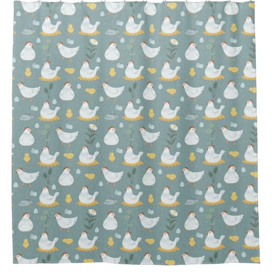 Hühner träumen in Aquamariner Umgebung Duschvorhang (Vorderseite)