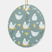 Hühner träumen in Aquamariner Umgebung Keramik Ornament (Links)