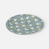 Hühner träumen in Aquamariner Umgebung Pappteller (Schrägansicht)