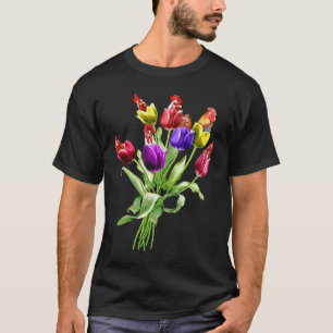 Hühner Tulpe Blume Frühling Baum Hippie T-Shirt