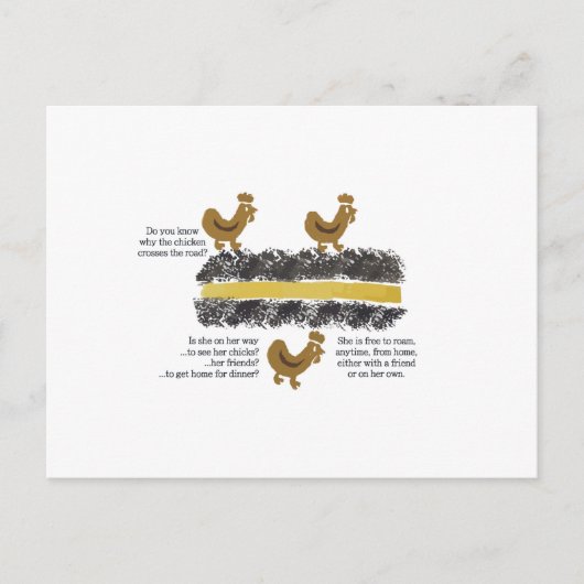 Hühner überqueren die Postkarte (Vorderseite)