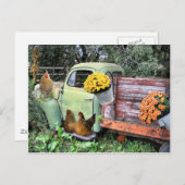 Hühner und alter LKW Postkarte (Vorne/Hinten)