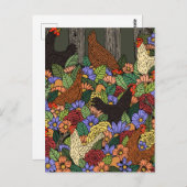 Hühner und Blume Postkarte (Vorne/Hinten)