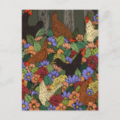 Hühner und Blume Postkarte (Vorderseite)