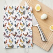 Hühner und Eier Barnyard Farm Land Aquarell Geschirrtuch (Viertel Falte)