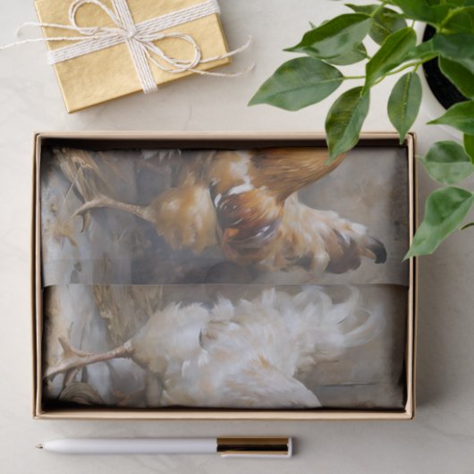 Hühner und Eier im Stall Seidenpapier (Geschenk)