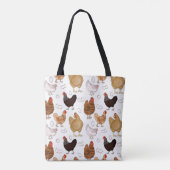 Hühner- und Eiermuster auf Weiß Tasche (Rückseite)
