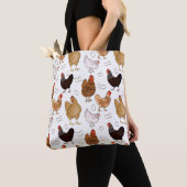 Hühner- und Eiermuster auf Weiß Tasche (Von Nahem)