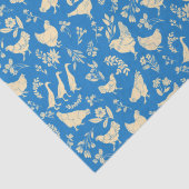 Hühner und Enten in klassischem blauem Gewebe Seidenpapier (Detail)