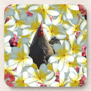 Hühner und Frangipani-Blume, Getränkeuntersetzer
