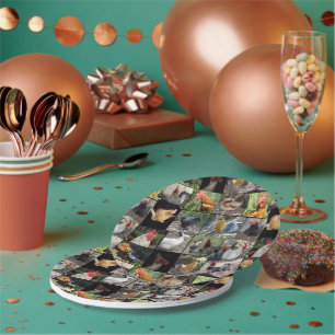 Hühner und Hähne Fotocollage, Pappteller