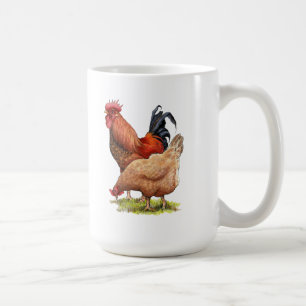 Hühner- und Hahnkunst, Geflügel, Bauernhoftiere Kaffeetasse