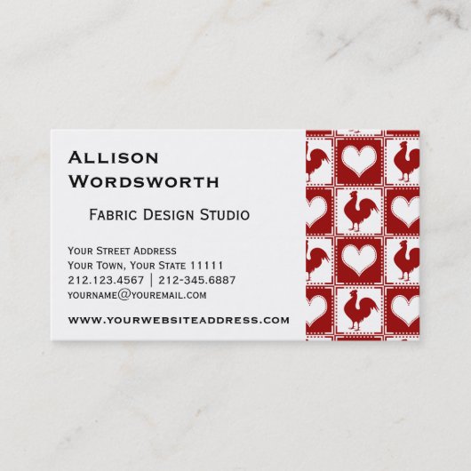 Hühner und Herz-Hahn-Muster Visitenkarte (Vorderseite)