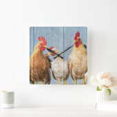 Hühner und Hühner Quadratische Wanduhr (Zuhause)