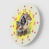 Hühner- und Hühnerstall-Farm Große Wanduhr (Winkel)