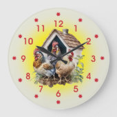 Hühner- und Hühnerstall-Farm Große Wanduhr (Vorderseite)