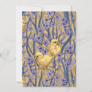 Hühner und Hyazinthen in Gelb