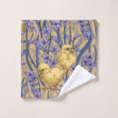 Hühner und Hyazinthen in Gelb Badhandtuch Set (Waschlappen)