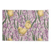 Hühner und Hyazinthen in rosa Kissenbezug (Rückseite-Links)