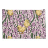 Hühner und Hyazinthen in rosa Kissenbezug (Rückseite-Rechts)