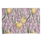 Hühner und Hyazinthen in rosa Kissenbezug (Vorderseite-Rechts)