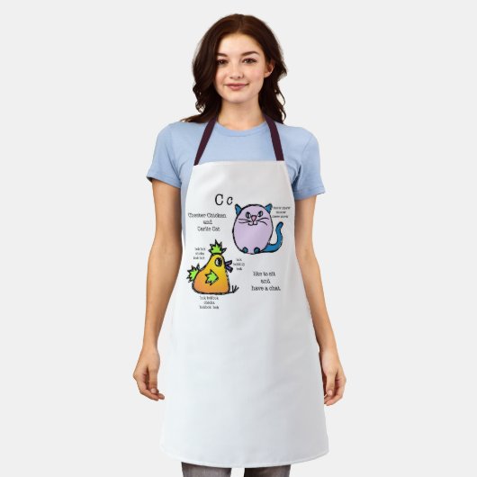 Hühner und Katzen Schürze (Getragen)