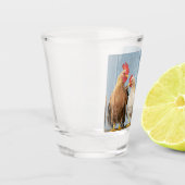Hühner und Küken Schnapsglas (Links)