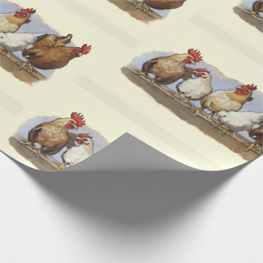 Hühner und Räuber, Hühnerart, Geflügel Geschenkpapier (Ecke)
