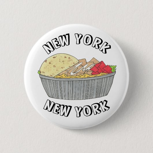 Hühner- und Reisplatterplatte NYC Halal Cart Food Button (Vorderseite)