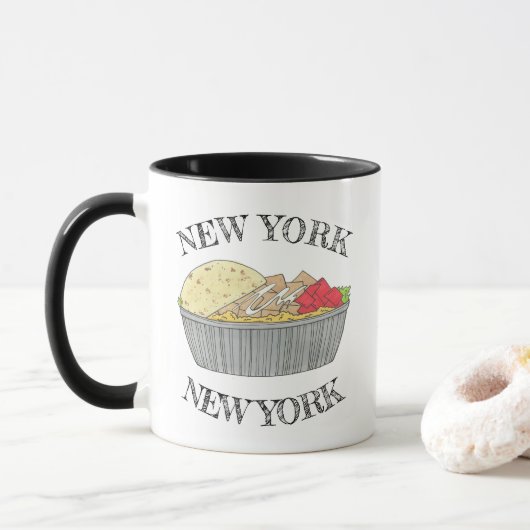 Hühner- und Reisplatterplatte NYC Halal Cart Food Tasse (Mit Donut)