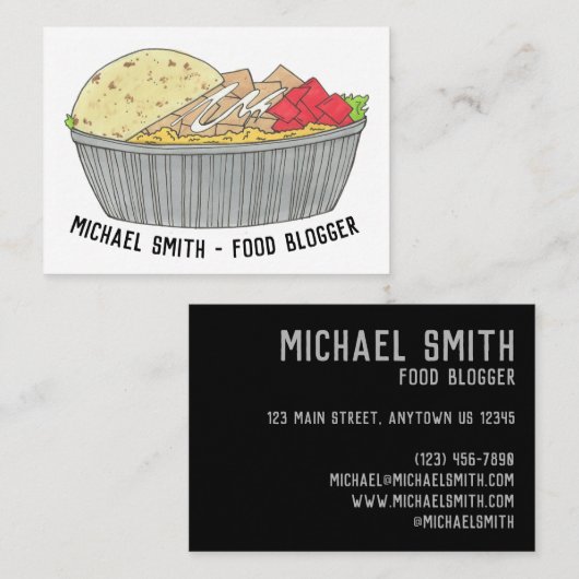 Hühner- und Reisplatterplatte NYC Halal Cart Food Visitenkarte (Vorne/Hinten)