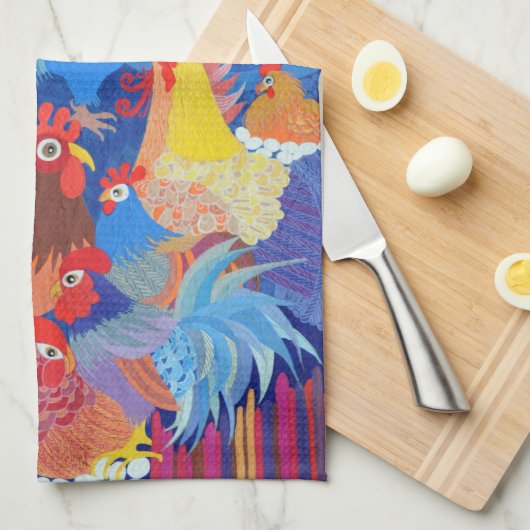 Hühner und Rooster Geschirrtuch (Viertel Falte)