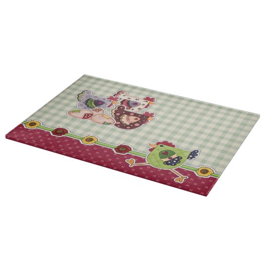 Hühner und Roster rustikale Gestaltung Schneidebrett (Ecke)