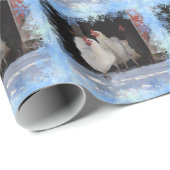 Hühner und Schneeflocken Geschenkpapier (Rolleneckpunkt)