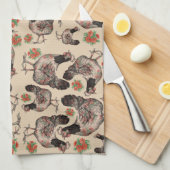 Hühner und Vygien Gemustert Geschirrtuch (Viertel Falte)